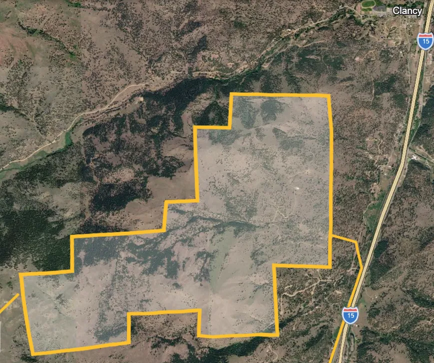 Aerial outline of the 1,500-acre ranch southwest of Clancy